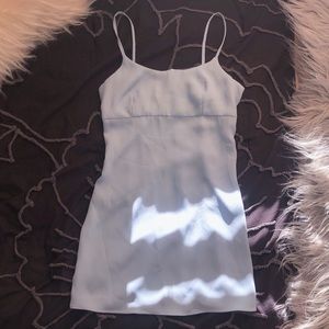 powder blue slip dress